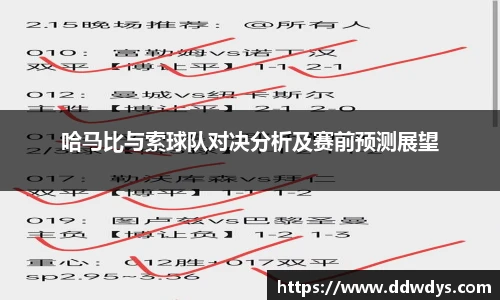 哈马比与索球队对决分析及赛前预测展望
